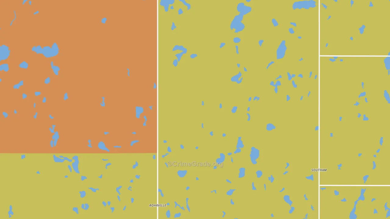 Southam, ND Map of Robbery Rates