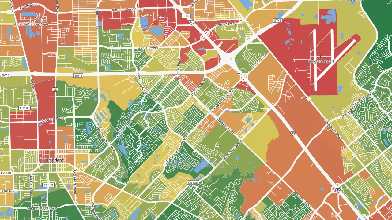 Southbelt Ellington, Houston, TX Map of Robbery Rates