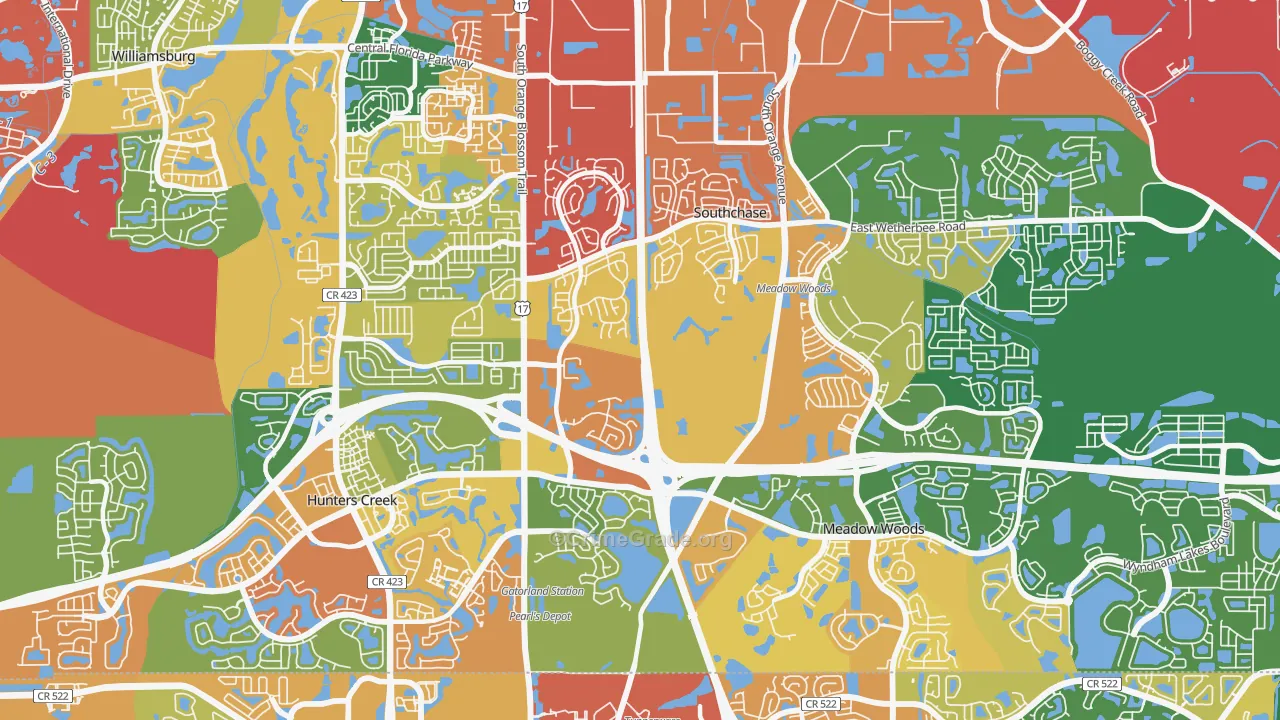 Southchase, FL Map of Robbery Rates