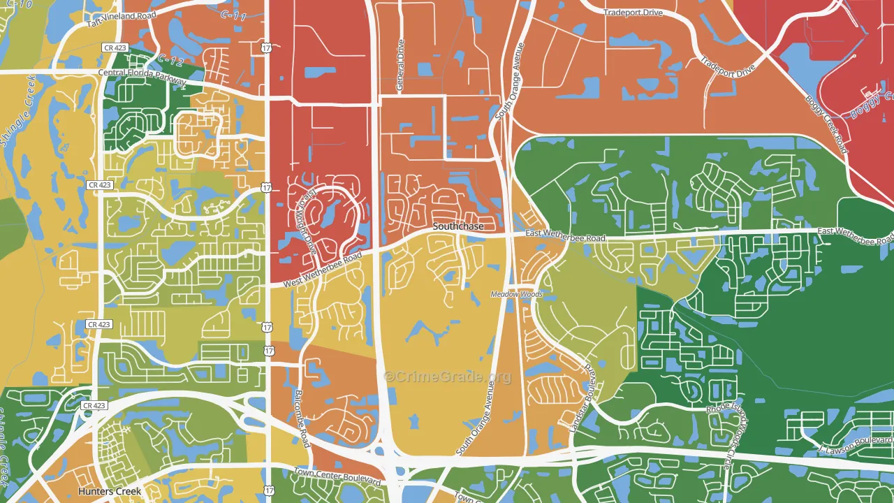 Southchase Village, Southchase, FL Map of Robbery Rates