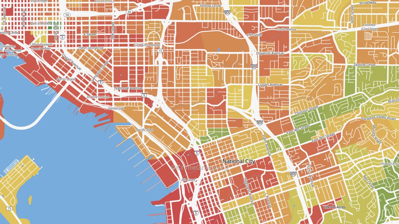 Southcrest, San Diego, CA Map of Robbery Rates