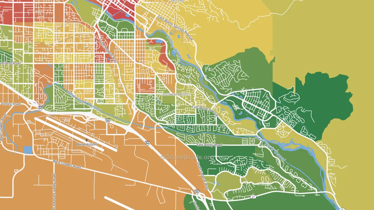 Southeast Boise, Boise, ID Map of Robbery Rates