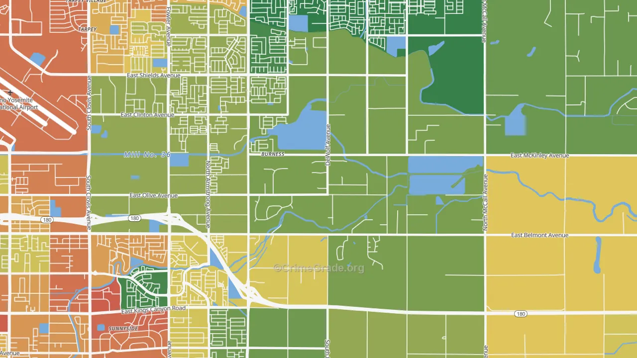 Southeast Growth Area, Fresno, CA Map of Robbery Rates