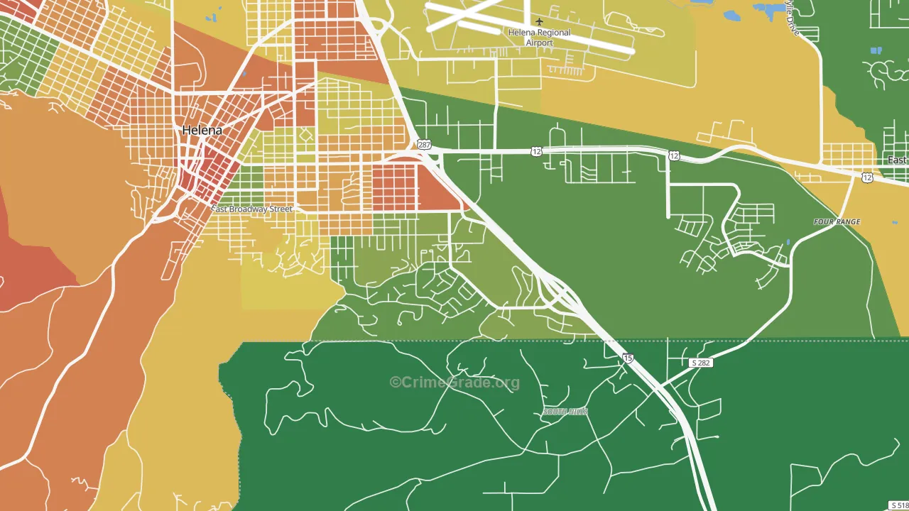 Southeast, Helena, MT Map of Robbery Rates