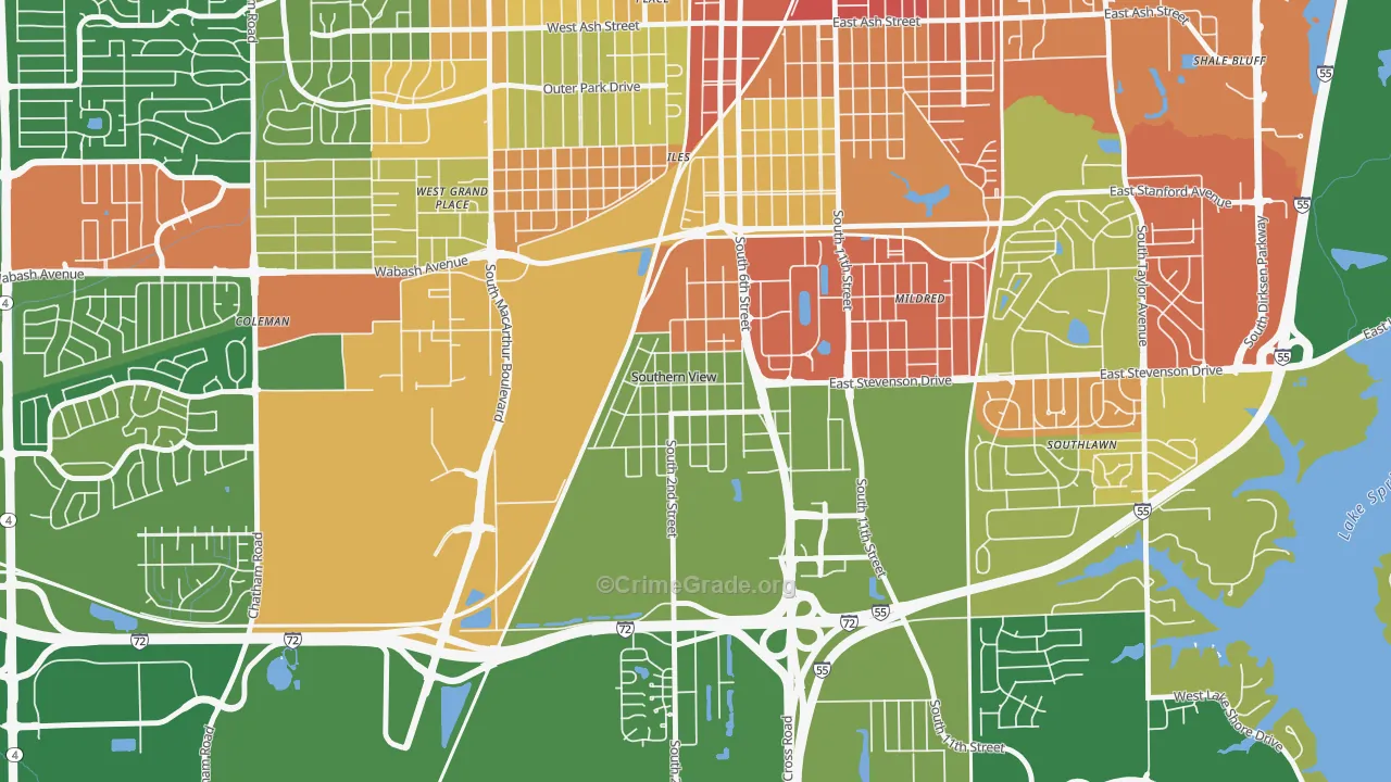 Southern View, IL Map of Robbery Rates