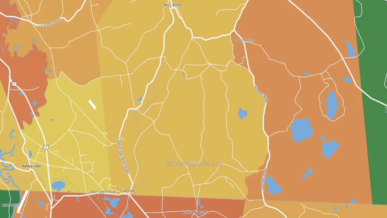Southfield, MA Map of Robbery Rates
