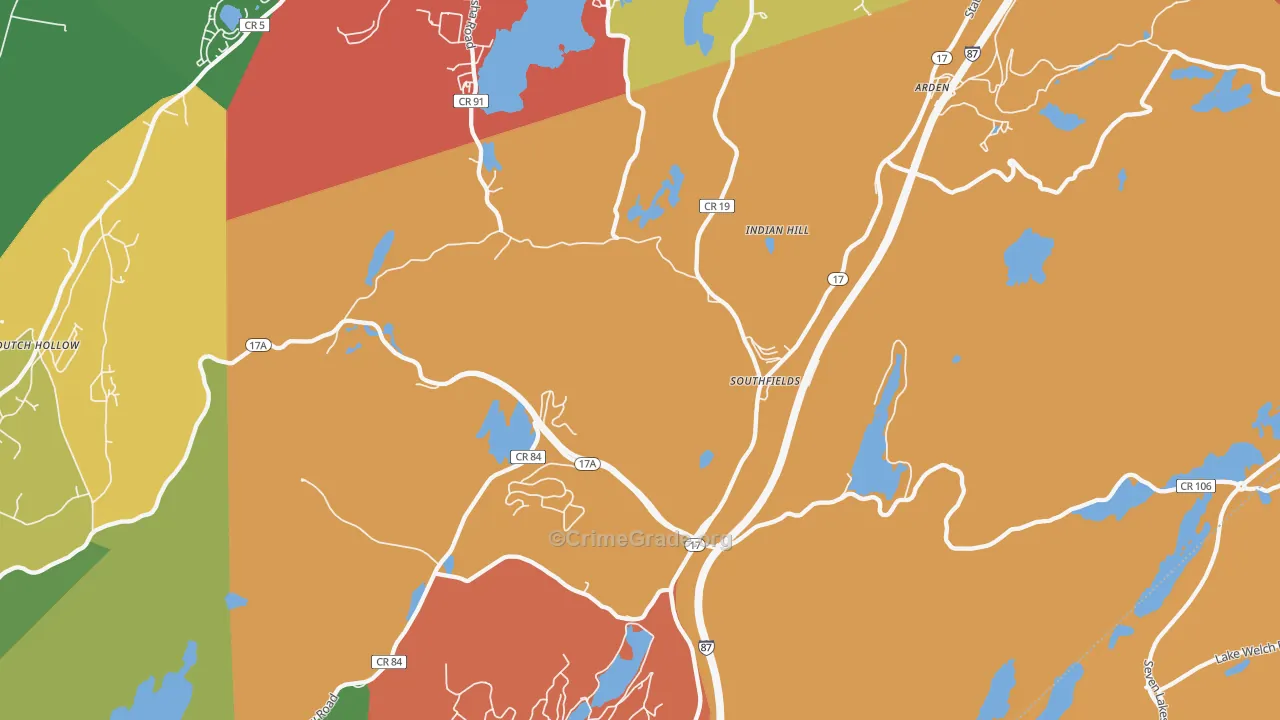 Southfields, NY Map of Robbery Rates
