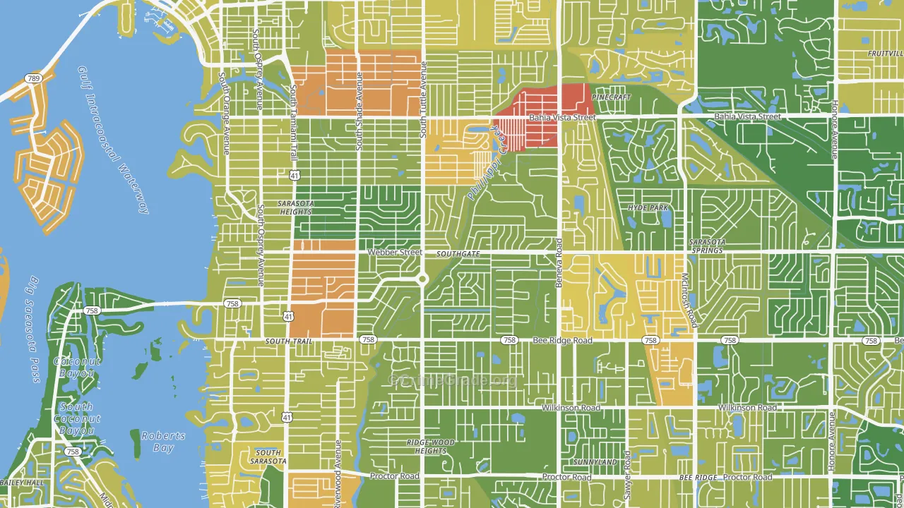 Southgate, FL Map of Robbery Rates
