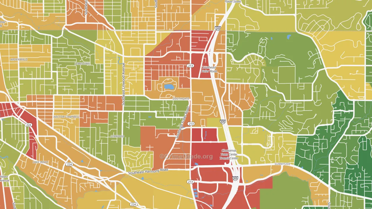 Southgate, Portland, OR Map of Robbery Rates