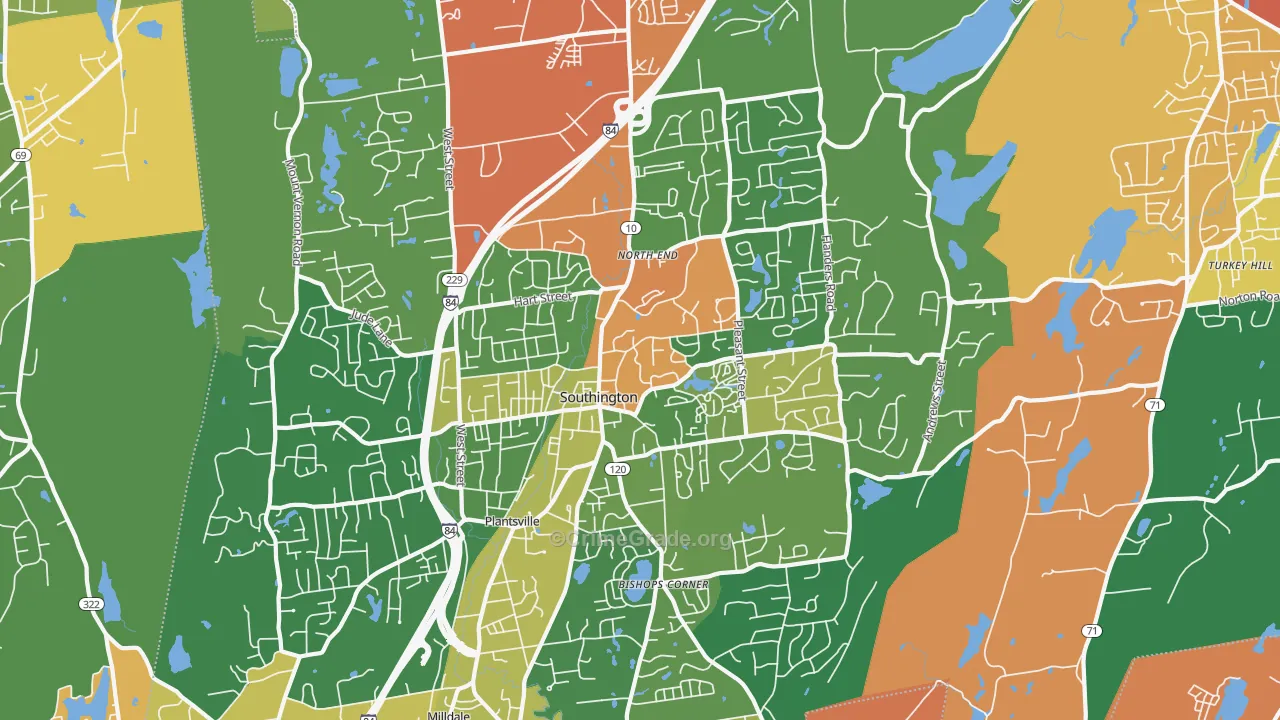 Southington, CT Map of Robbery Rates