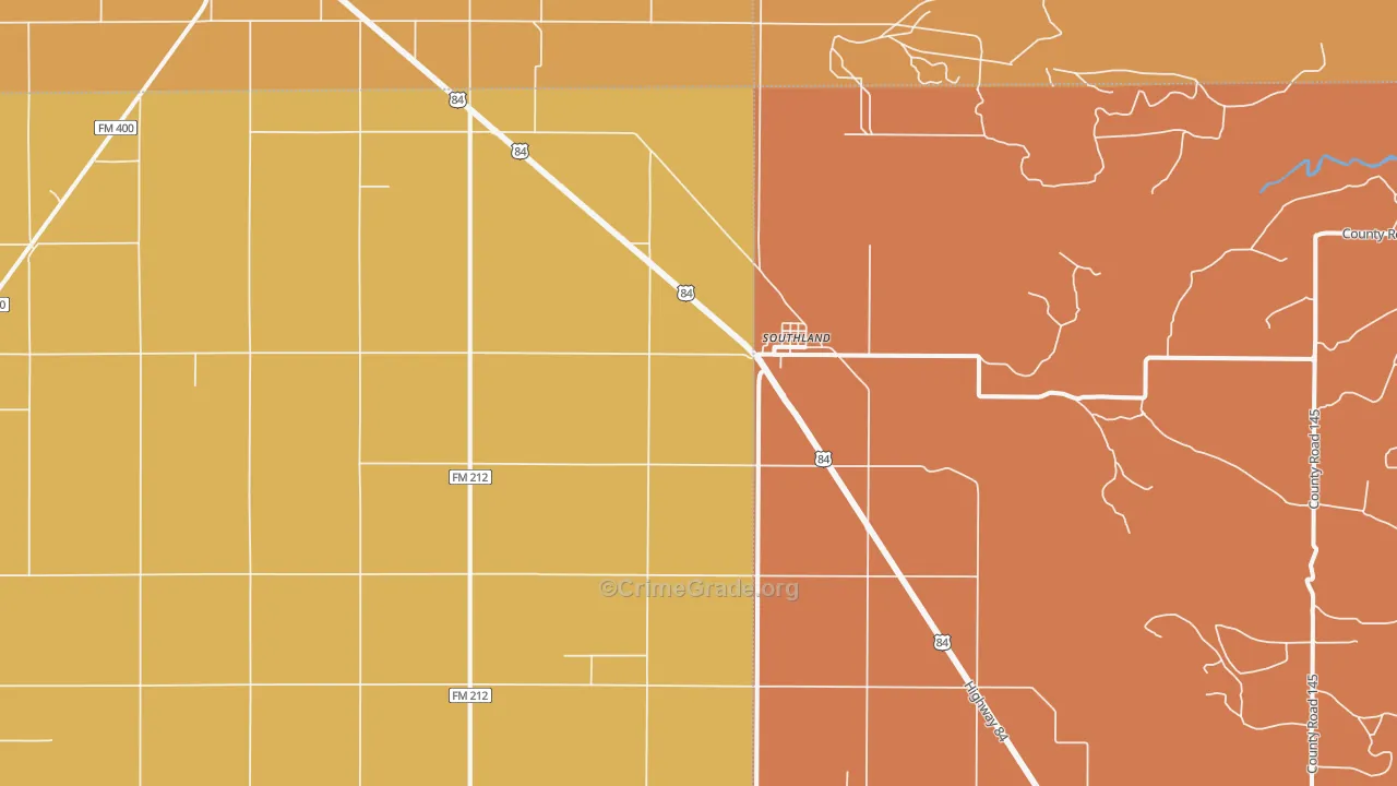 Southland, TX Map of Robbery Rates