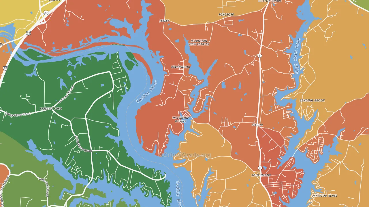 Southmont, NC Map of Robbery Rates