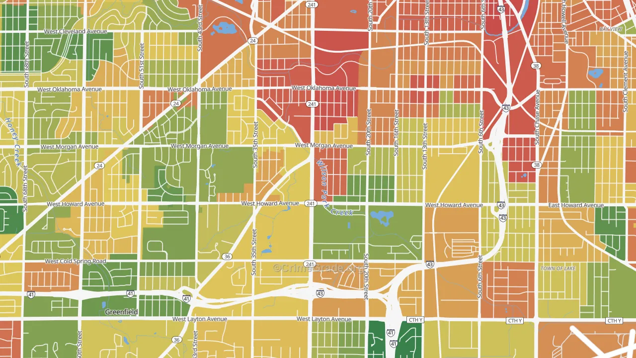 Southpoint, Milwaukee, WI Map of Robbery Rates