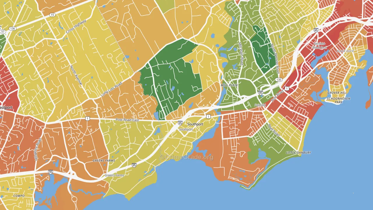 Southport, CT Map of Robbery Rates