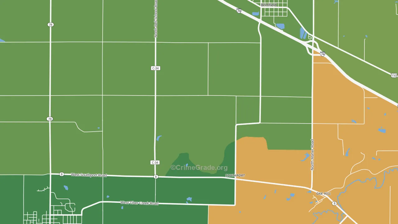 Southport, IL Map of Robbery Rates