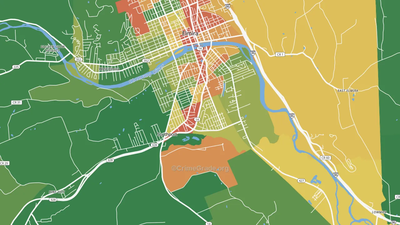 Southport, NY Map of Robbery Rates