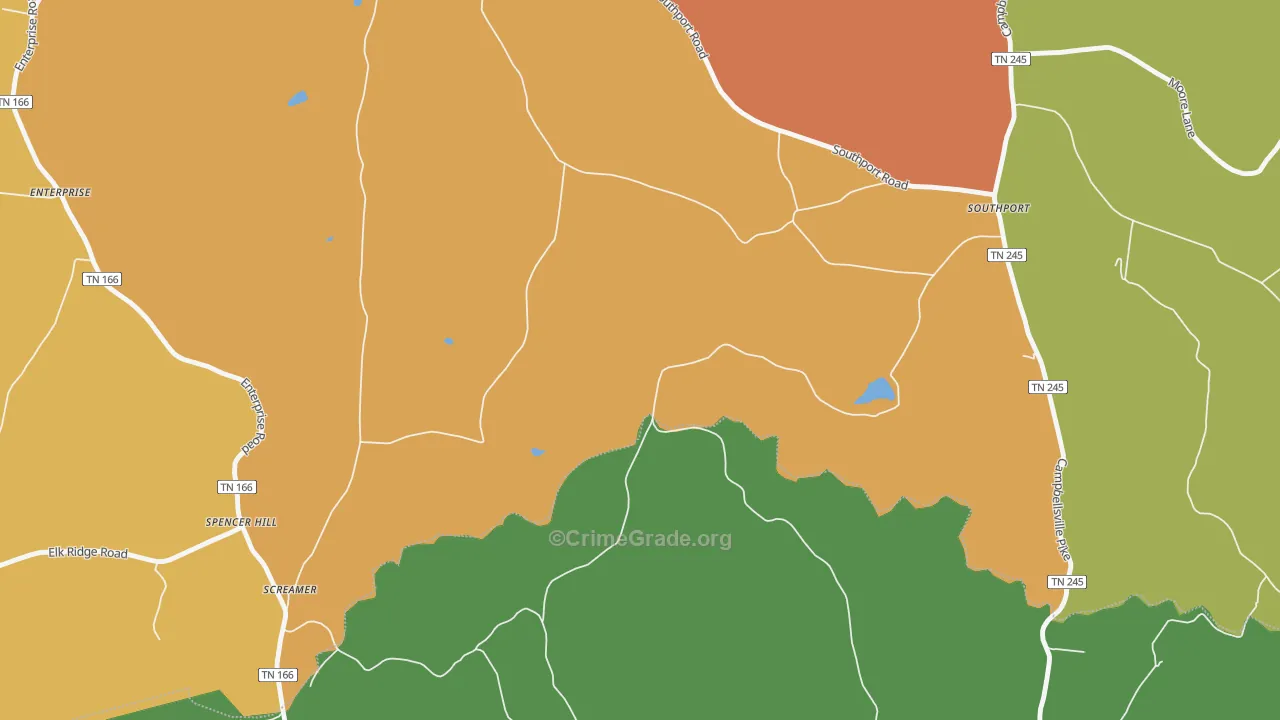 Southport, TN Map of Robbery Rates