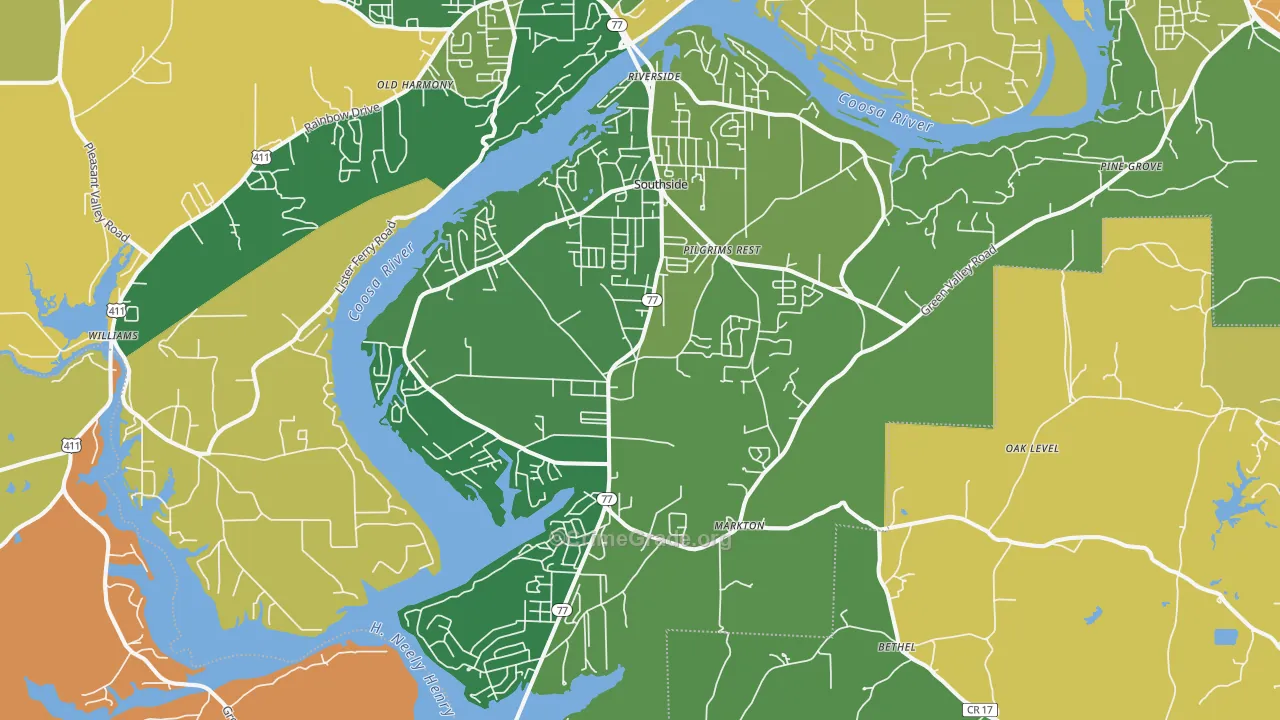 Southside, AL Map of Robbery Rates