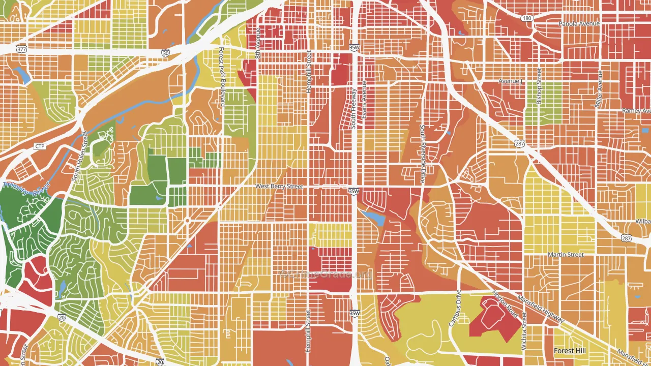 Southside, Fort Worth, TX Map of Robbery Rates