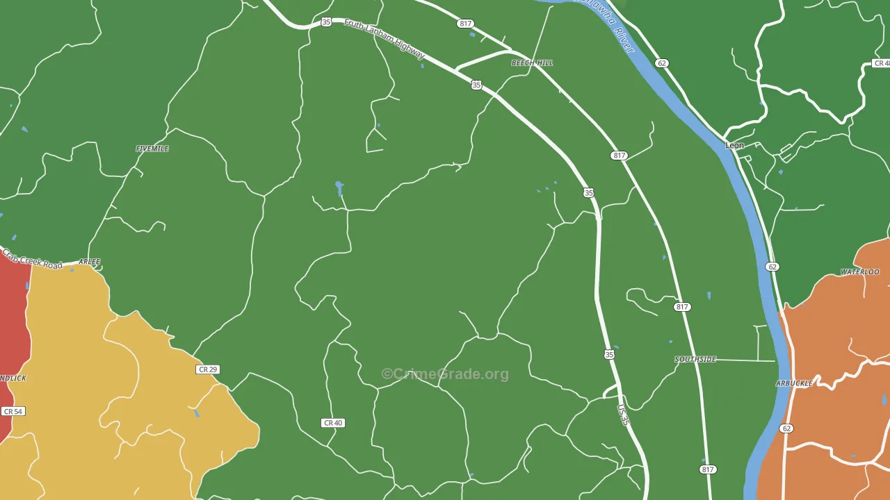 Southside, WV Map of Robbery Rates