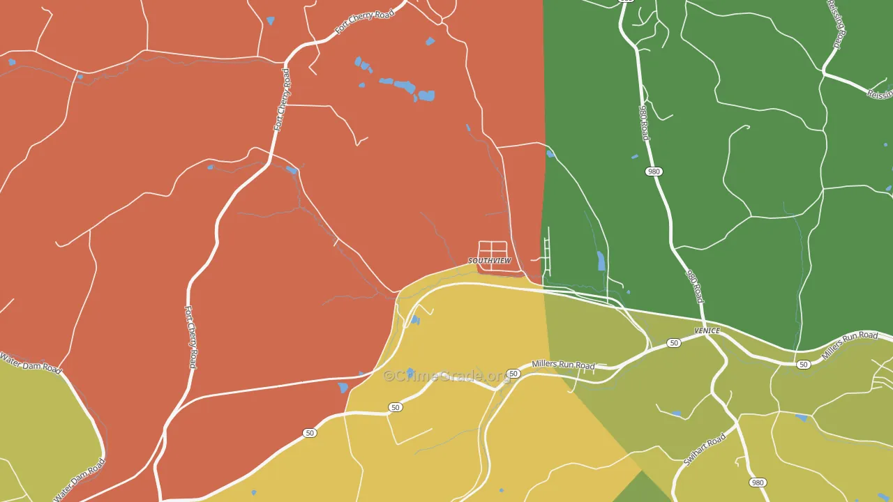 Southview, PA Map of Robbery Rates