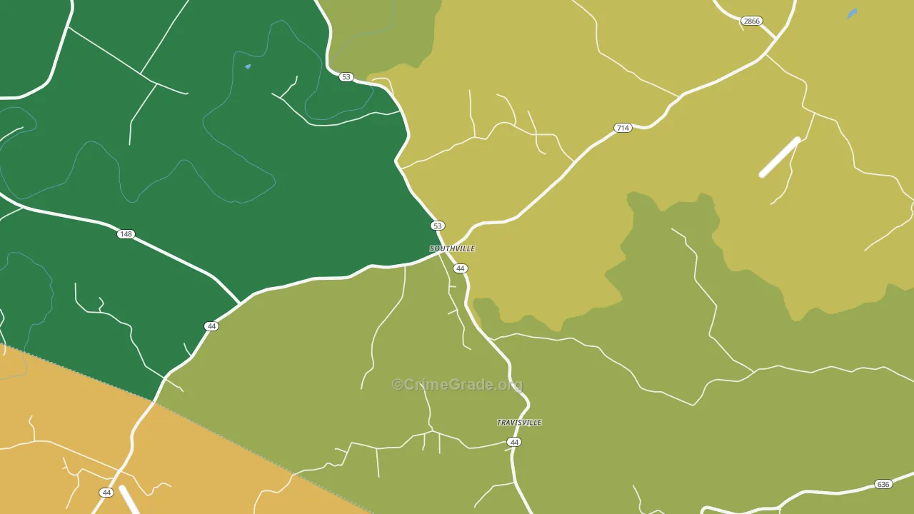 Southville, KY Map of Robbery Rates