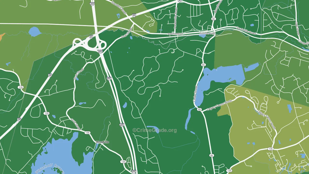 Southville, MA Map of Robbery Rates