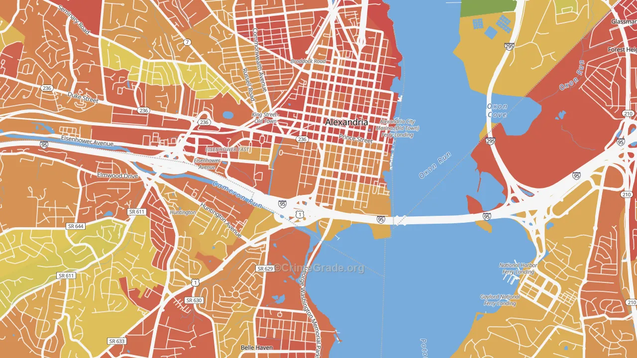 Southwest Quadrant, Alexandria, VA Map of Robbery Rates