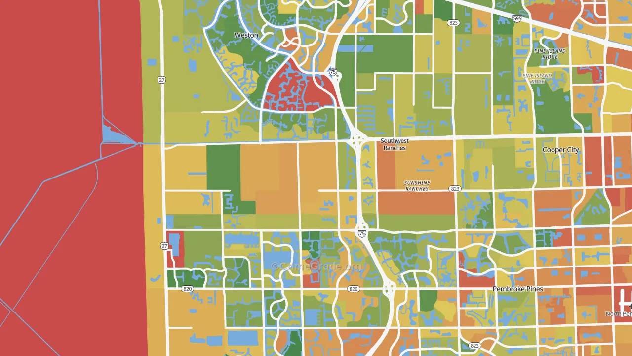 Southwest Ranches, FL Map of Robbery Rates