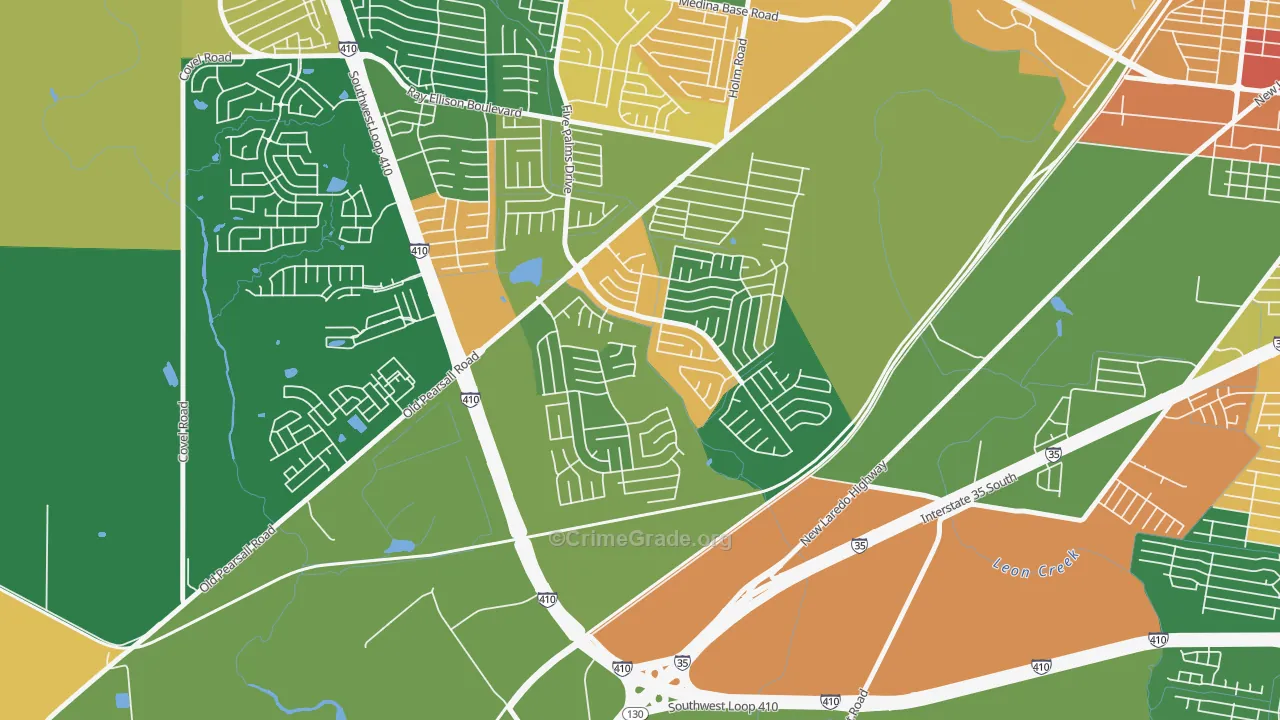 Southwest, San Antonio, TX Map of Robbery Rates