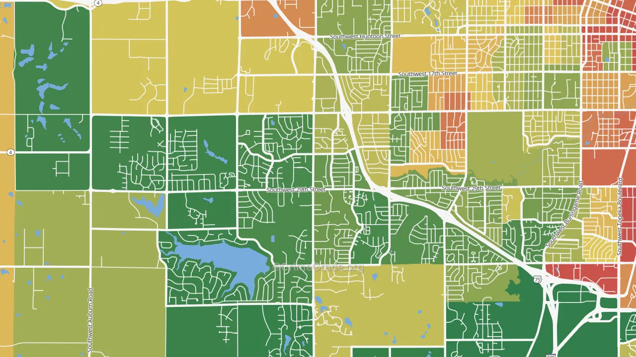 Southwest Topeka, Topeka, KS Map of Robbery Rates