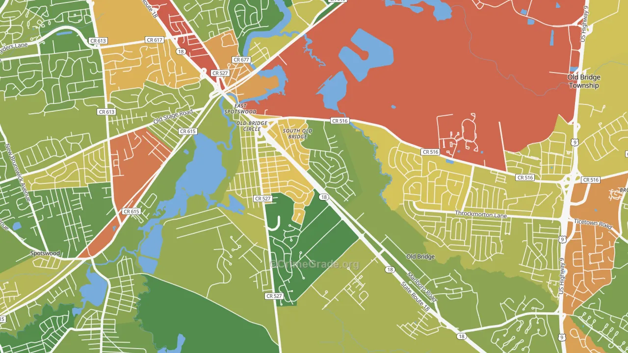 Southwood, Old Bridge, NJ Map of Robbery Rates
