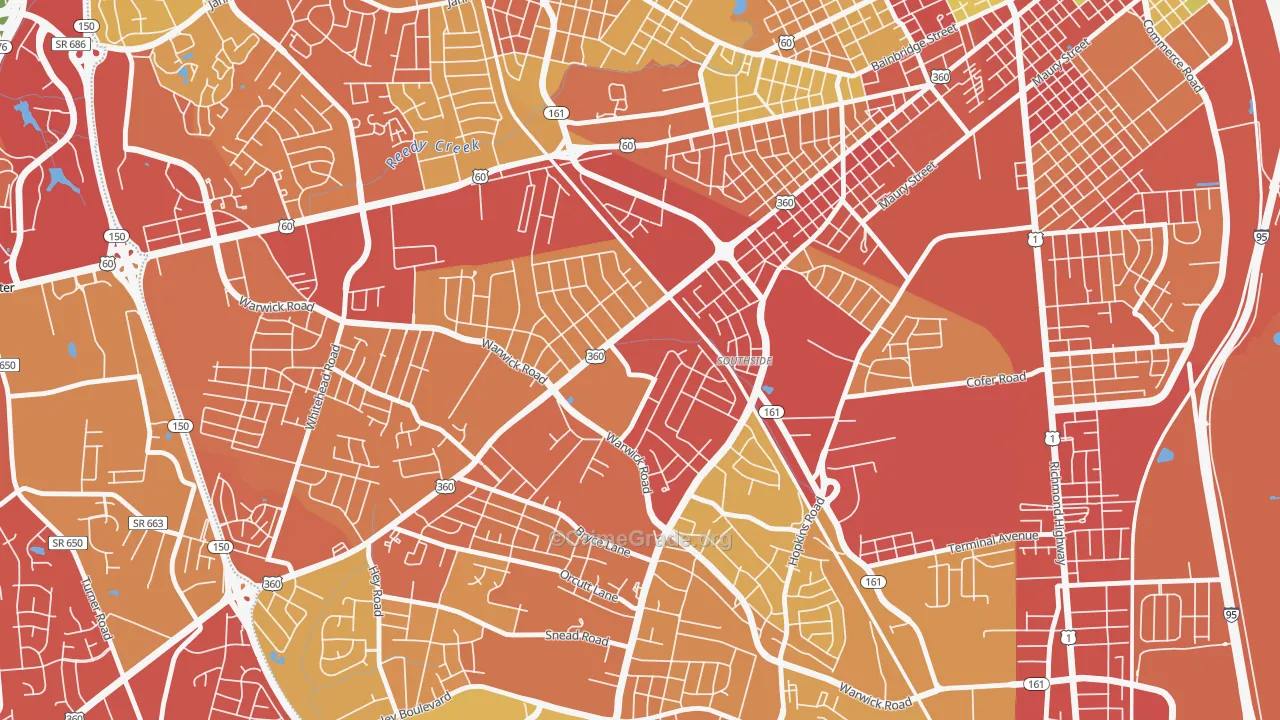 Southwood, Richmond, VA Map of Robbery Rates