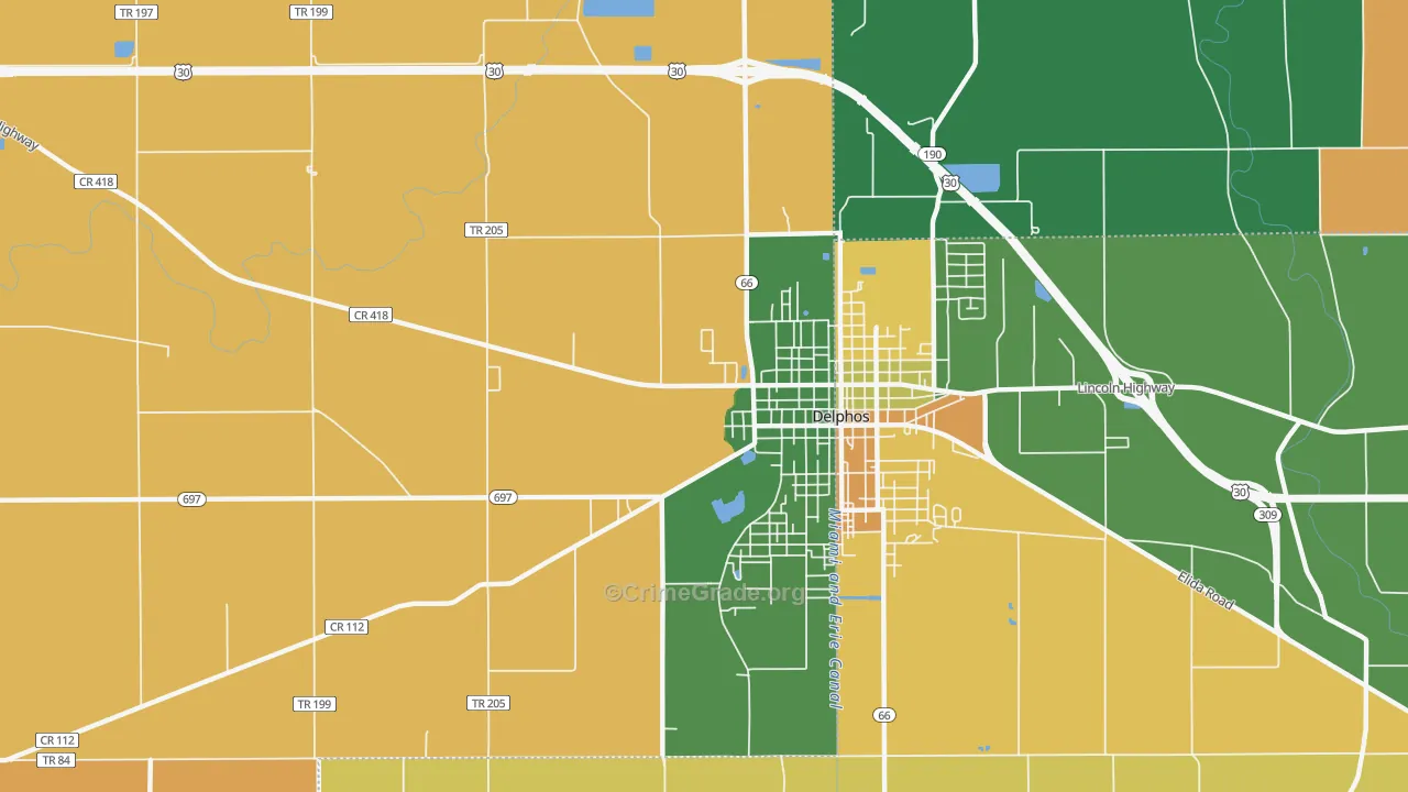 Southworth, OH Map of Robbery Rates