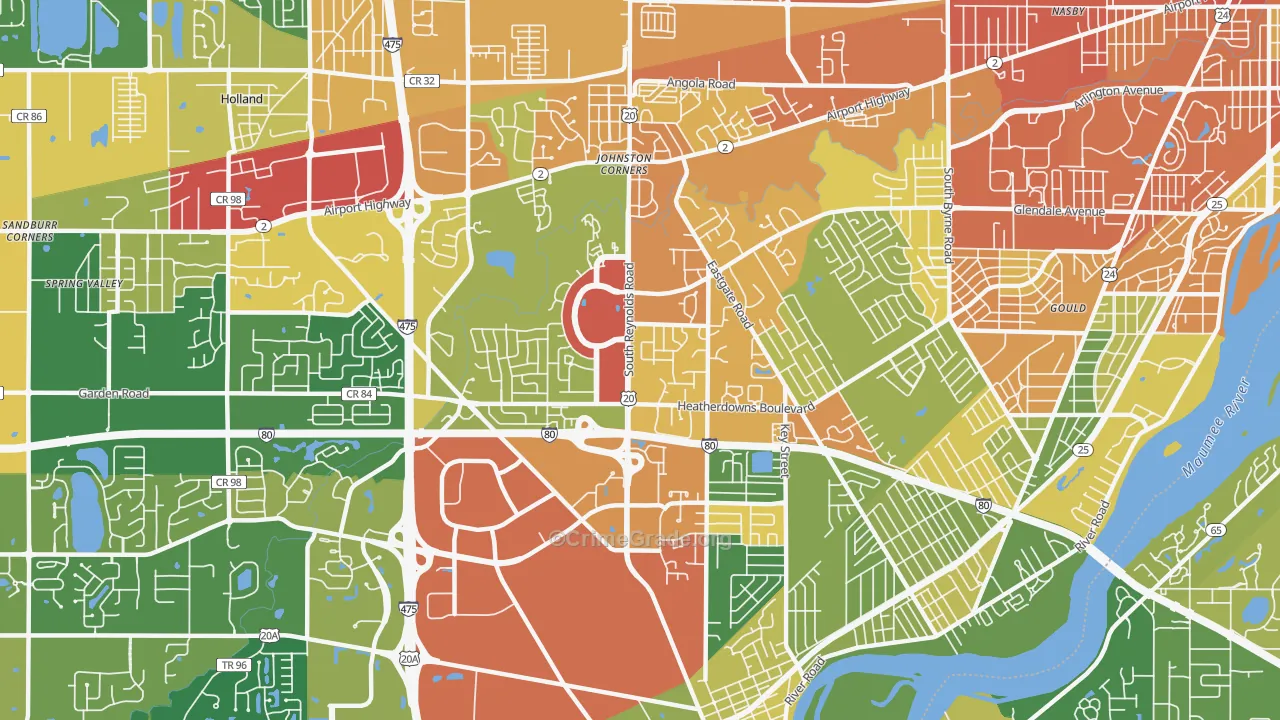 Southwyck, Toledo, OH Map of Robbery Rates