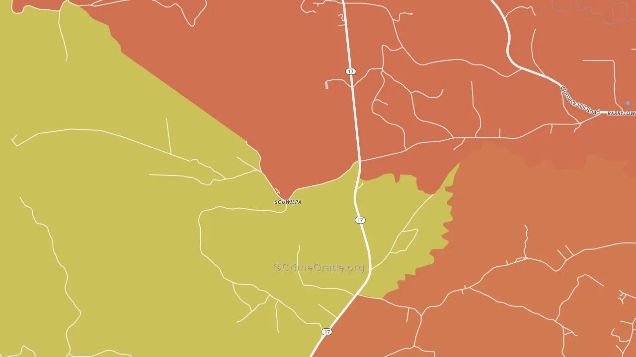 Souwilpa, AL Map of Robbery Rates