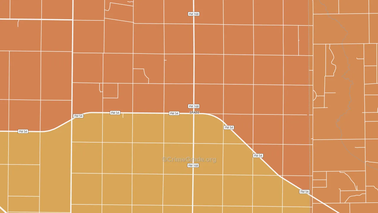 Spade, TX Map of Robbery Rates