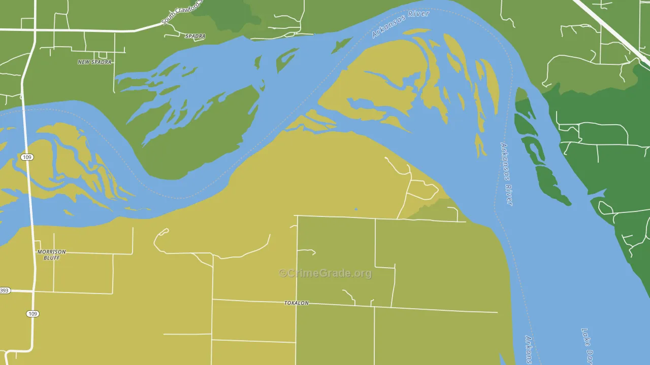 Spadra, AR Map of Robbery Rates