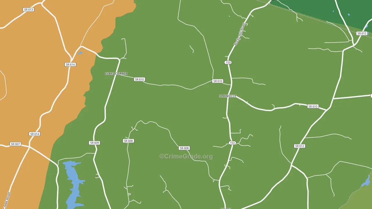 Spainville, VA Map of Robbery Rates