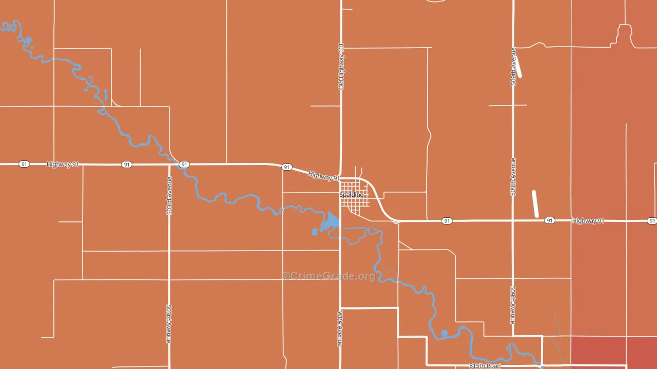 Spalding, NE Map of Robbery Rates