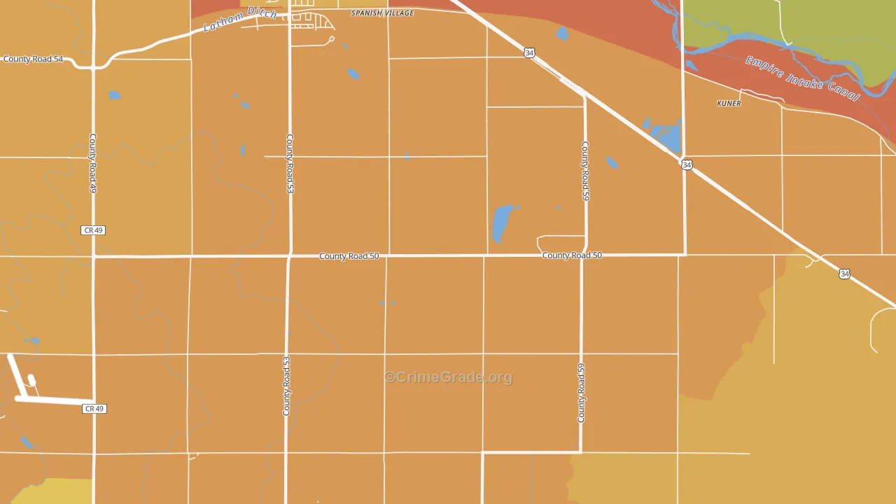 Spanish Village, CO Map of Robbery Rates