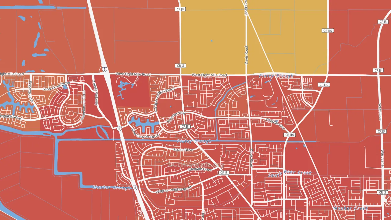 Spanos Park, Stockton, CA Map of Robbery Rates
