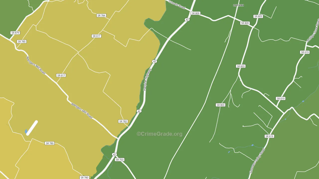 Sparkling Springs, VA Map of Robbery Rates