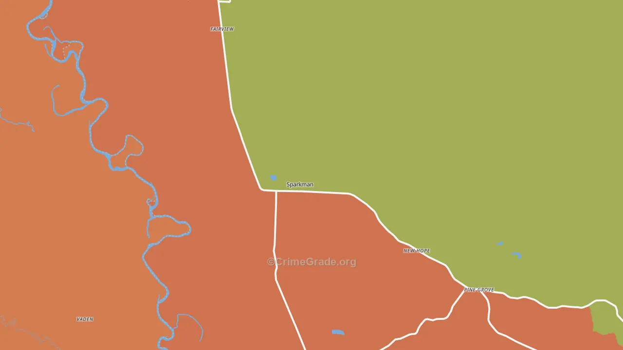 Sparkman, AR Map of Robbery Rates