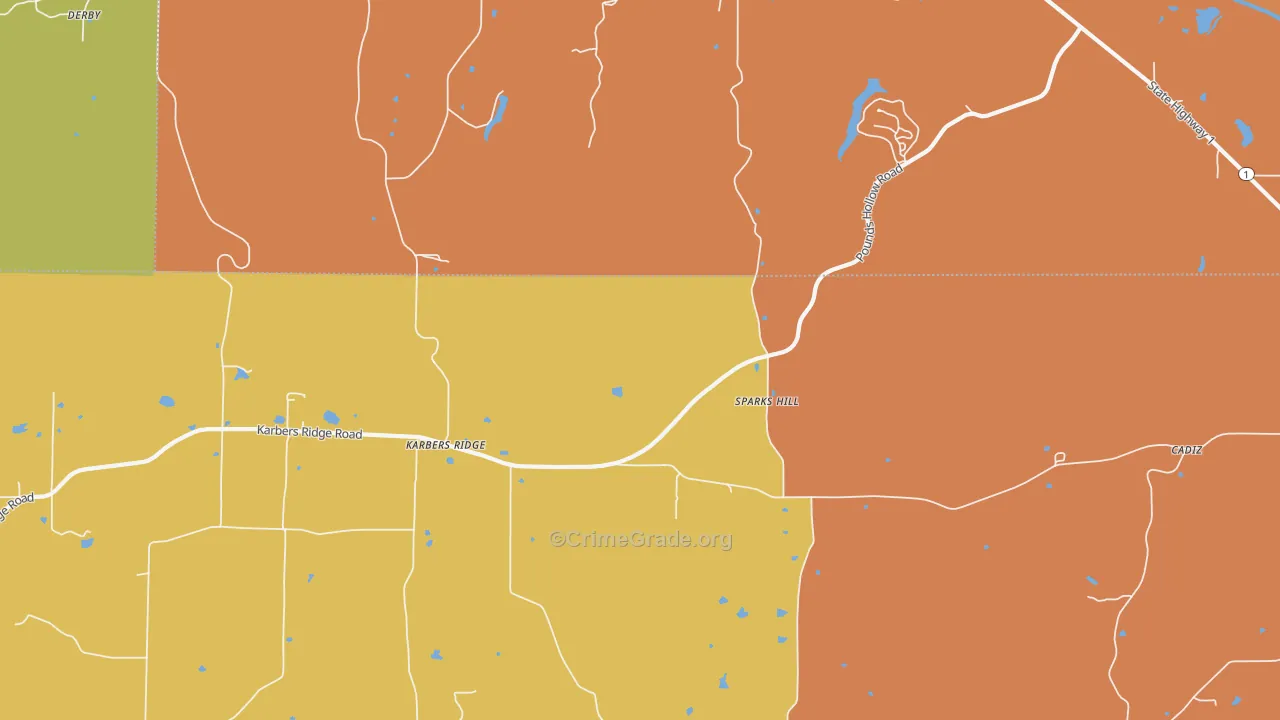 Sparks Hill, IL Map of Robbery Rates