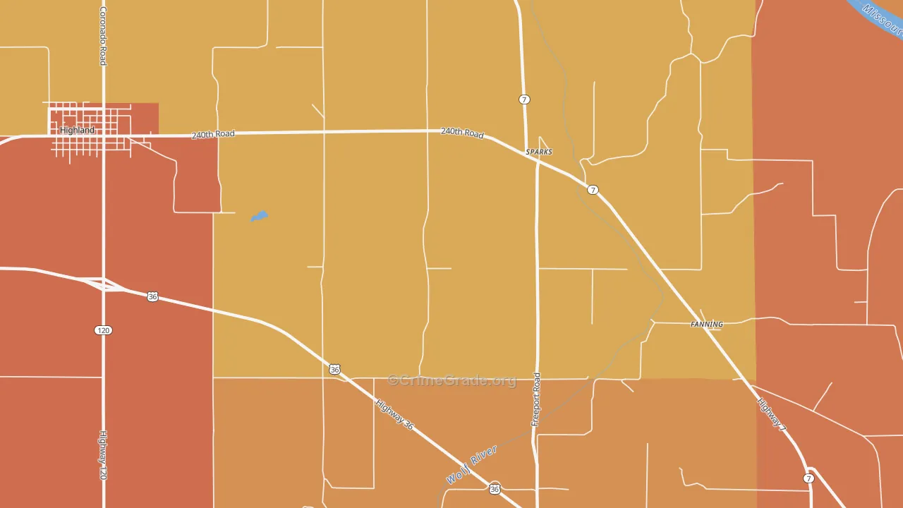 Sparks, KS Map of Robbery Rates