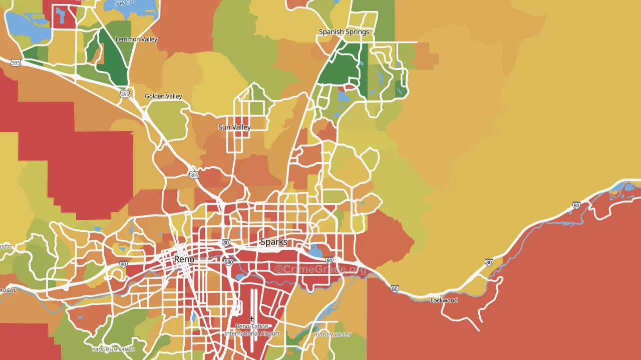 Sparks, NV Map of Robbery Rates
