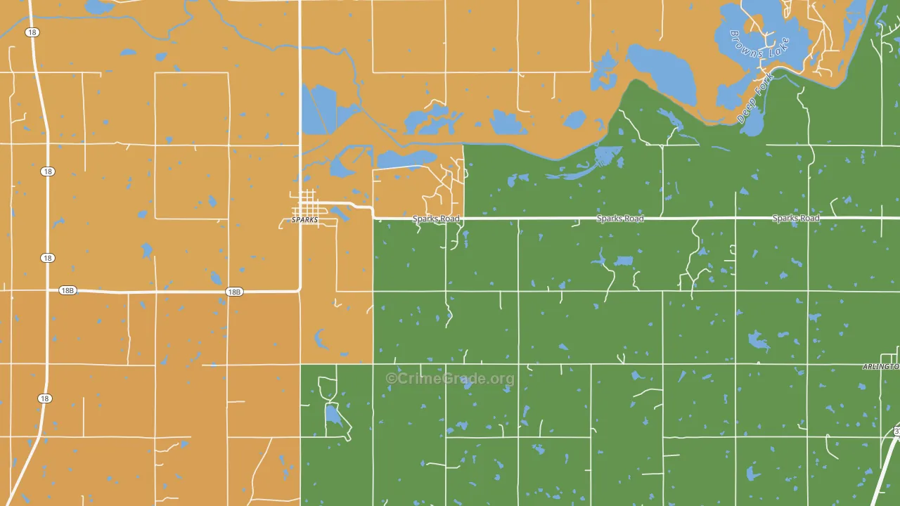 Sparks, OK Map of Robbery Rates