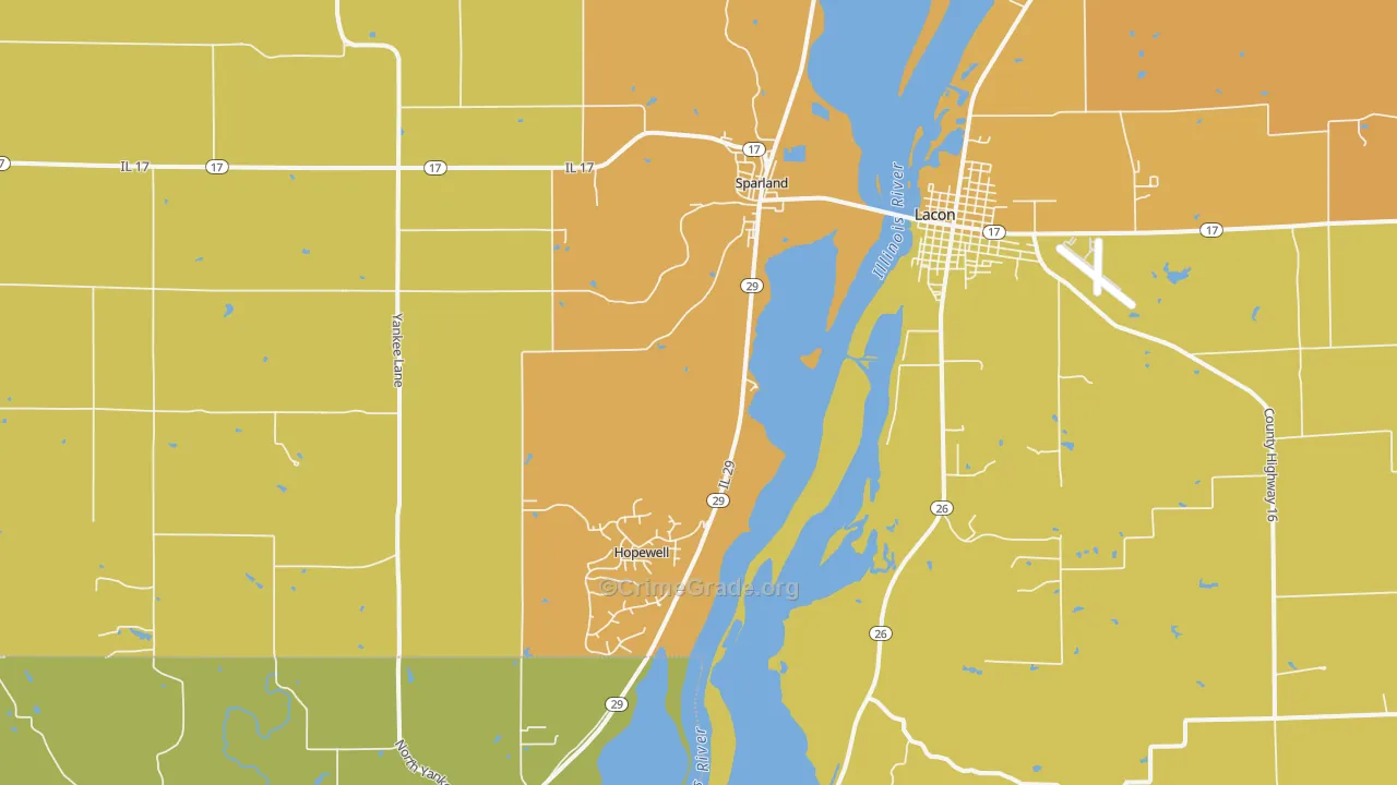 Sparland, IL Map of Robbery Rates