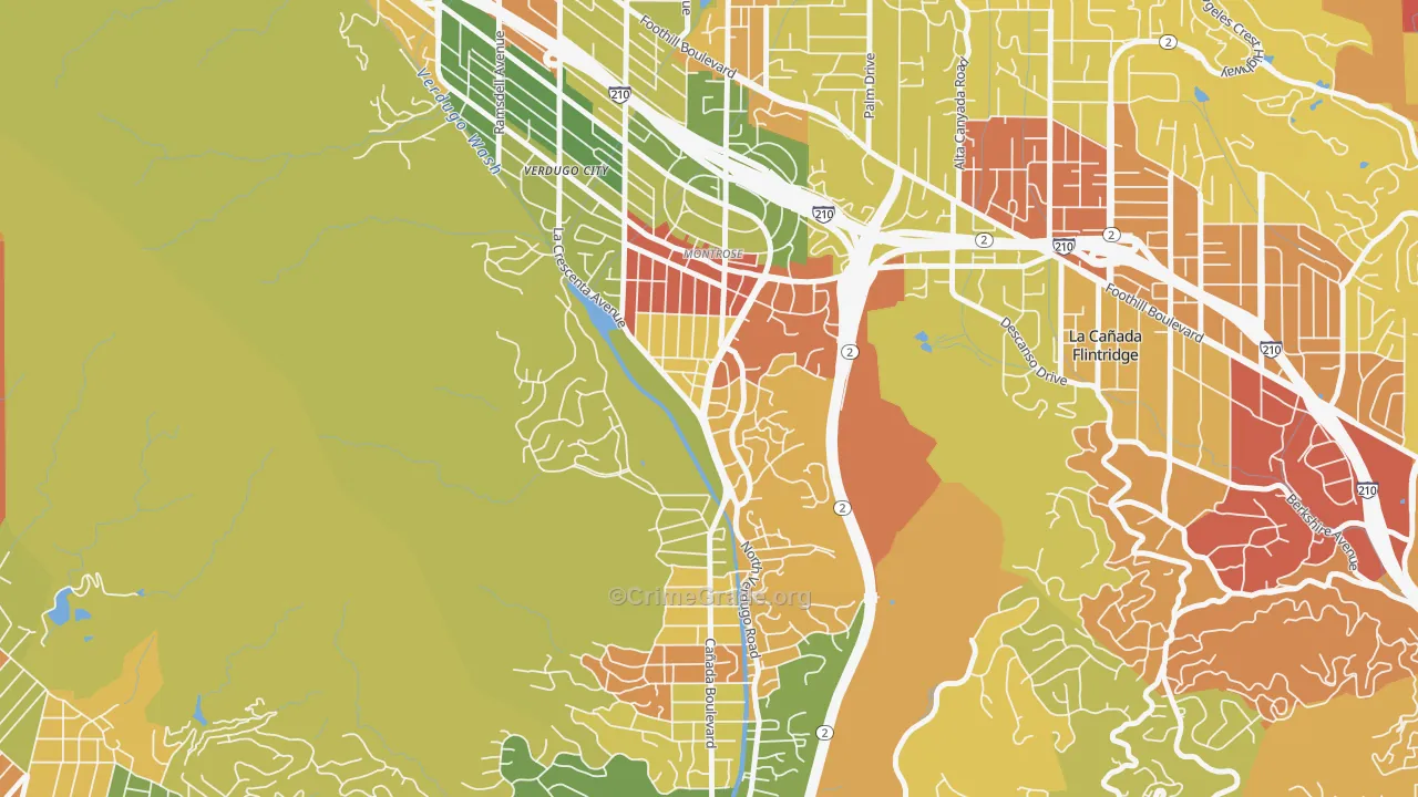 Sparr Heights, Glendale, CA Map of Robbery Rates